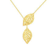 Double Leaf Charm Lariat Necklaces - Nature's Elegance