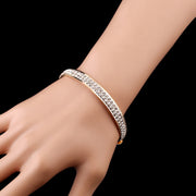 Luxury Two-Row Diamonds Open Bangle - Timeless Elegance