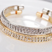 Luxury Two-Row Diamonds Open Bangle - Timeless Elegance