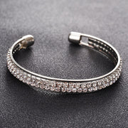 Luxury Two-Row Diamonds Open Bangle - Timeless Elegance