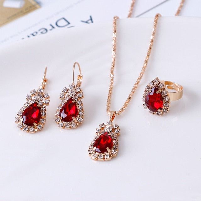 Luxury Water Drop Rhinestone Jewelry Set - Elegance and Opulence