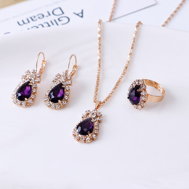 Luxury Water Drop Rhinestone Jewelry Set - Elegance and Opulence