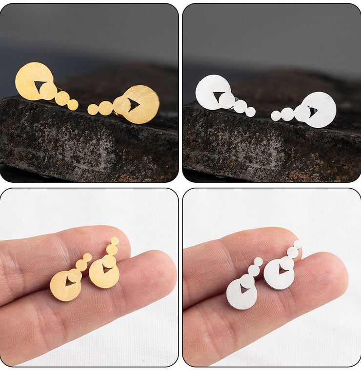 Korean Minimalist Golden Triangle Stud Earrings - Stainless Steel