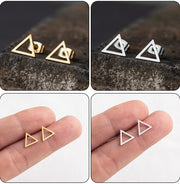 Korean Minimalist Golden Triangle Stud Earrings - Stainless Steel