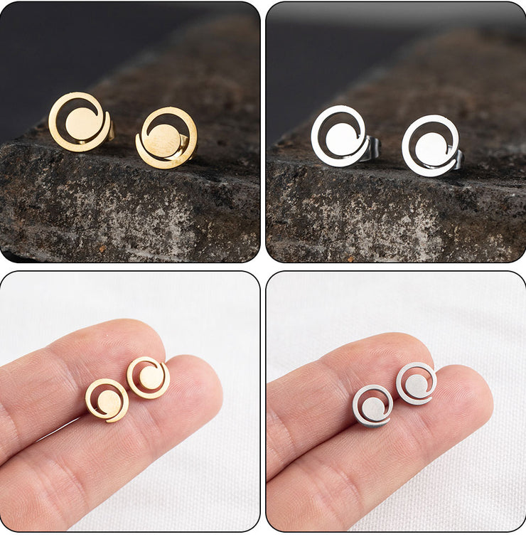 Korean Minimalist Golden Triangle Stud Earrings - Stainless Steel