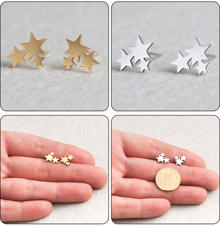 Korean Minimalist Golden Triangle Stud Earrings - Stainless Steel