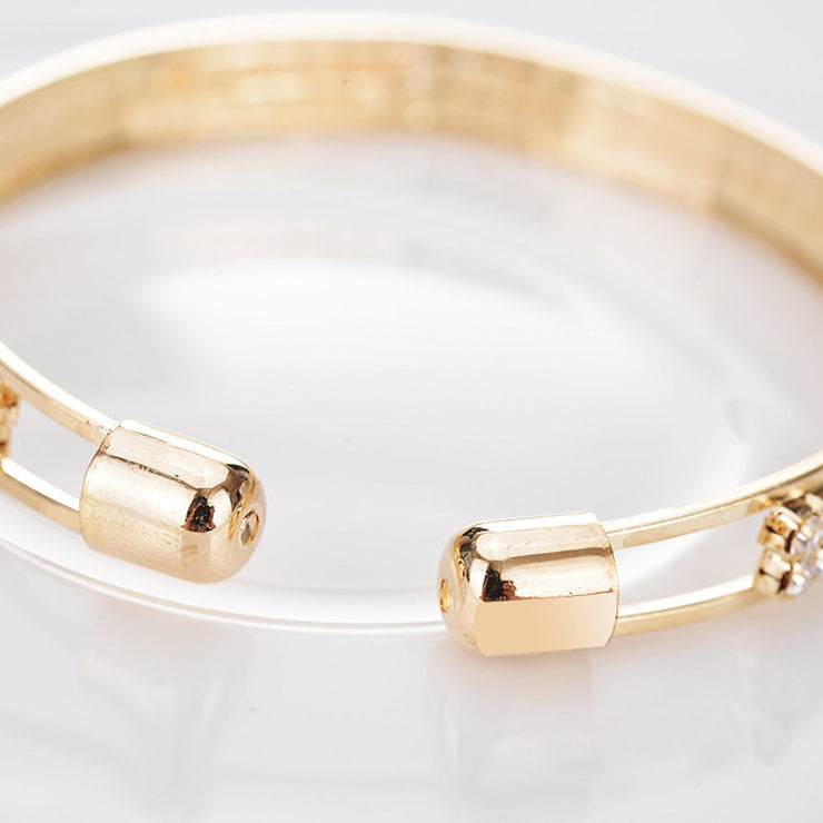 Luxury Two-Row Diamonds Open Bangle - Timeless Elegance