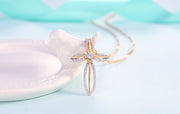 LadyChic Elegance Flower Leaf Cross Pendant Necklaces - Timeless Beauty and Faith