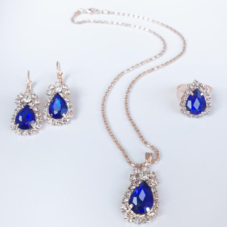 Luxury Water Drop Rhinestone Jewelry Set - Elegance and Opulence