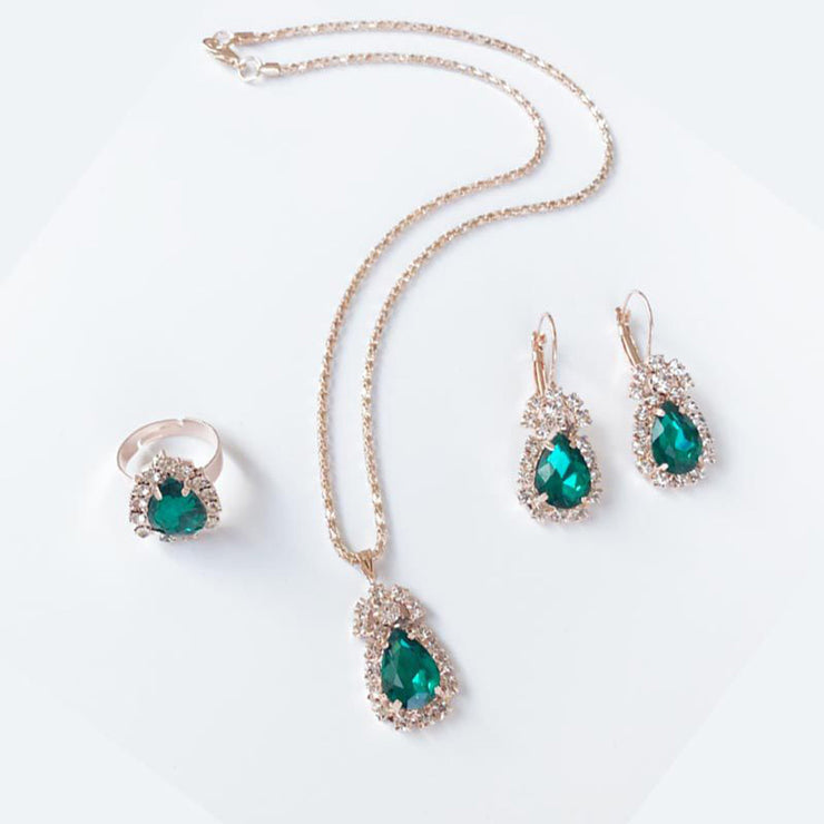 Luxury Water Drop Rhinestone Jewelry Set - Elegance and Opulence