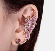 Bohemian Crystal Earrings - Silver Plated Angel Wing Drop Dangle Ear Stud for Women