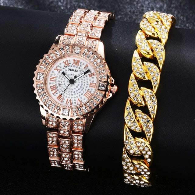 Dazzling Deals: Diamond Gold Watch – Luxury Sweet Alhambra, Perfect Gift!