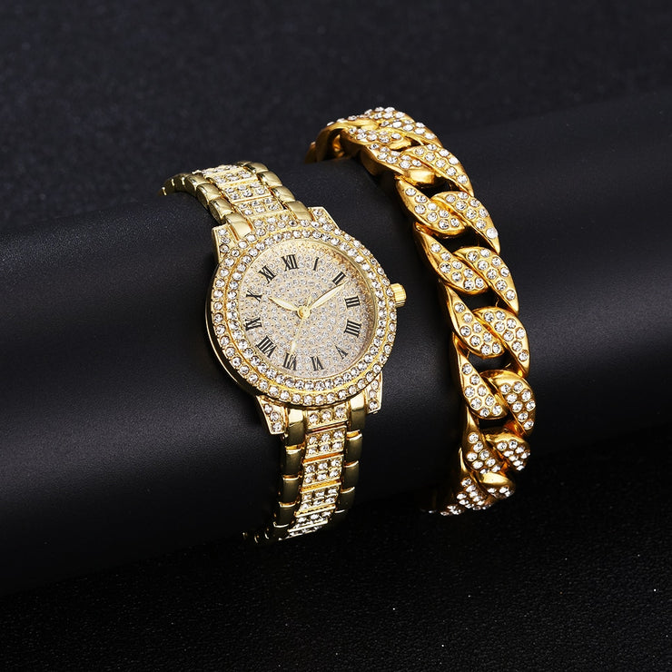 Duo Elegance: Men's 2PCS Luxury Rhinestone Watches