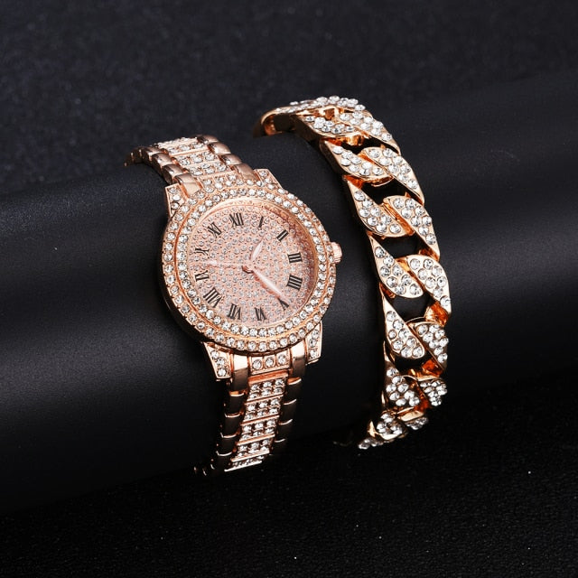 Duo Elegance: Men's 2PCS Luxury Rhinestone Watches