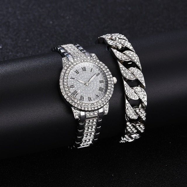 Duo Elegance: Men's 2PCS Luxury Rhinestone Watches