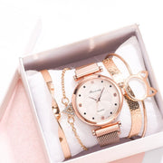 Floral Elegance: 5PCS Luxury Women's Watches Set