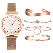 Floral Elegance: 5PCS Luxury Women's Watches Set