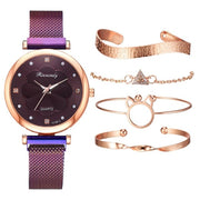 Floral Elegance: 5PCS Luxury Women's Watches Set