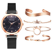 Floral Elegance: 5PCS Luxury Women's Watches Set