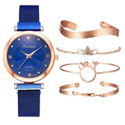 Floral Elegance: 5PCS Luxury Women's Watches Set