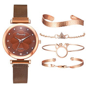 Floral Elegance: 5PCS Luxury Women's Watches Set