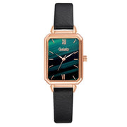 Green Dial Elegance: Fashion Square Women's Watch Set