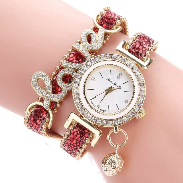 Luxury Love: Brand Women's Rhinestone Bracelet Watch