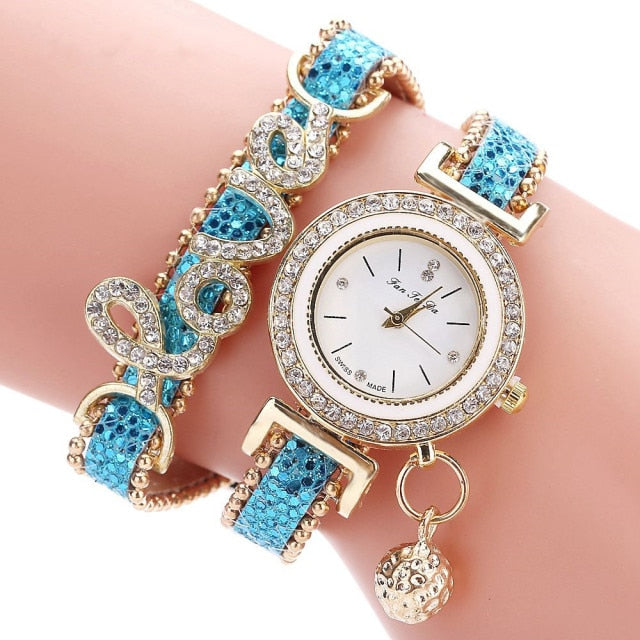 Luxury Love: Brand Women's Rhinestone Bracelet Watch