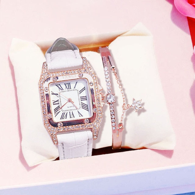 Starry Sky Elegance: Women's Bracelet Watch Set