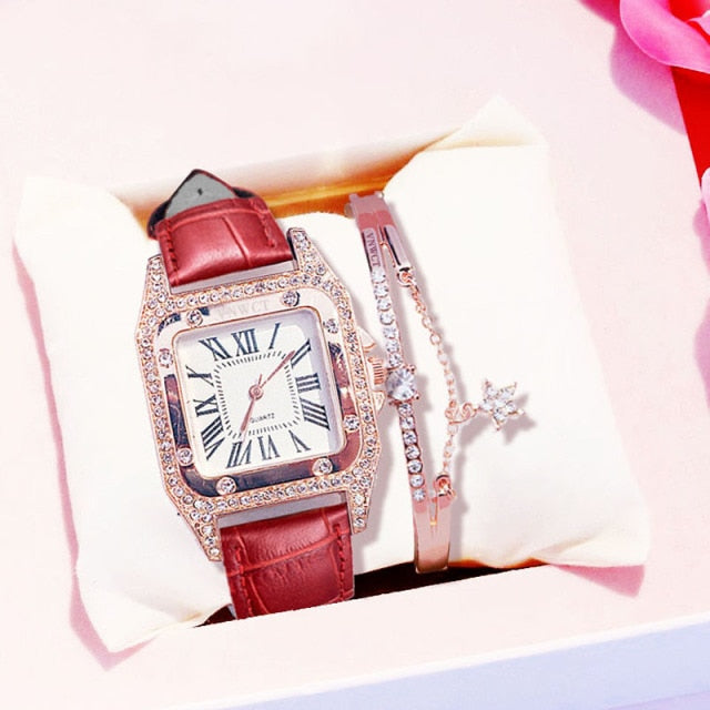 Starry Sky Elegance: Women's Bracelet Watch Set