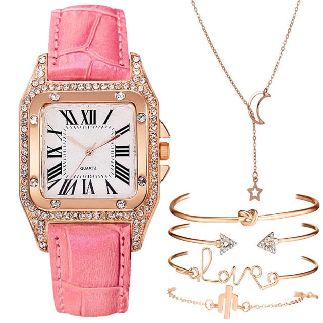 Starry Sky Elegance: Women's Bracelet Watch Set