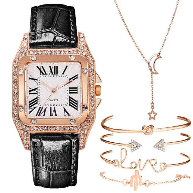 Starry Sky Elegance: Women's Bracelet Watch Set