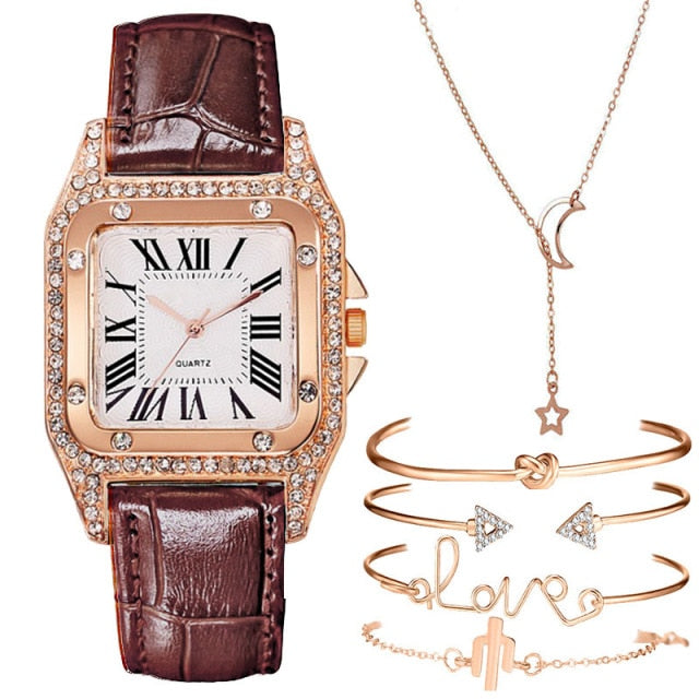 Starry Sky Elegance: Women's Bracelet Watch Set