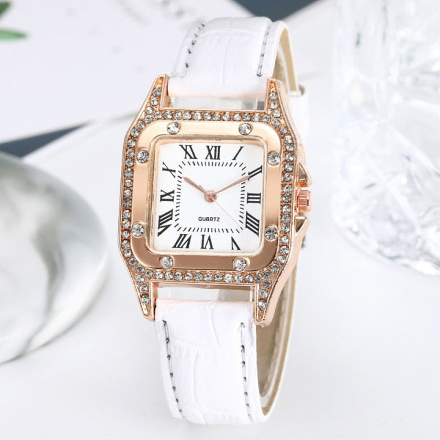 Diamond Elegance: Luxury Women's Watch Set – Waterproof & Quartz