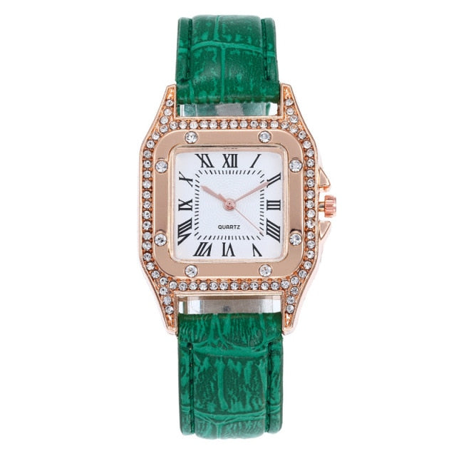 Diamond Elegance: Luxury Women's Watch Set – Waterproof & Quartz