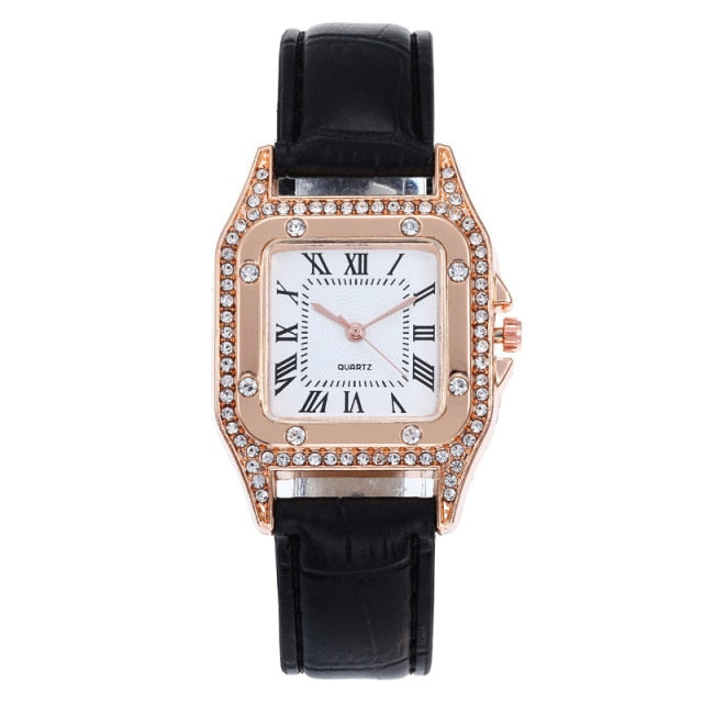 Diamond Elegance: Luxury Women's Watch Set – Waterproof & Quartz